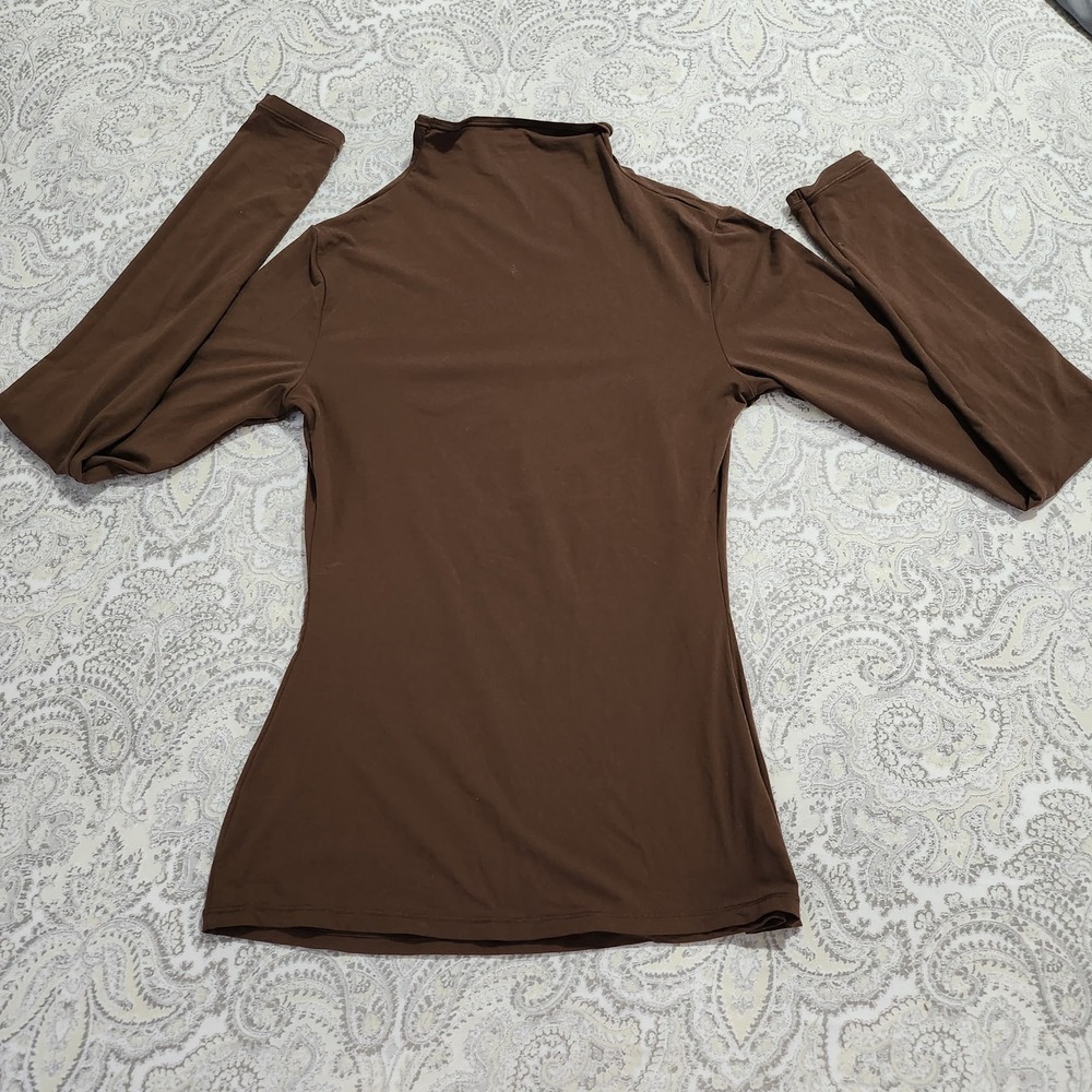 SKIMS Fits Everybody Long Sleeve Turtleneck Cocoa Brown Size Small S Top Layer